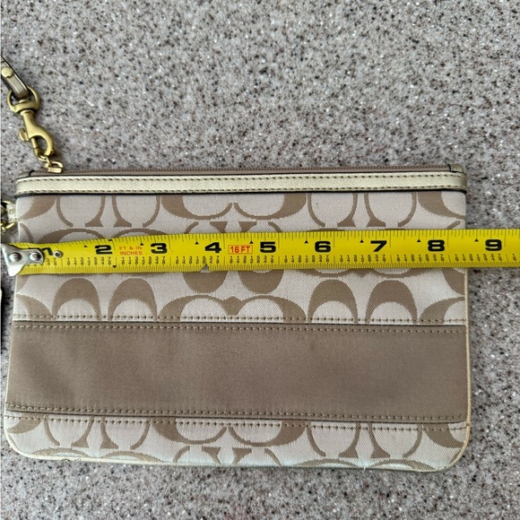 Coach Legacy Stripe Tan Clutch with Signature Monogram - Picture 3 of 8